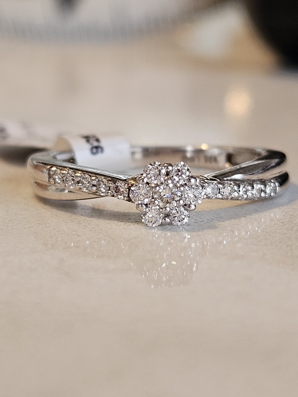 New Natural .17ct Diamond Flower Cluster Ring Sterling Silver Sz 7